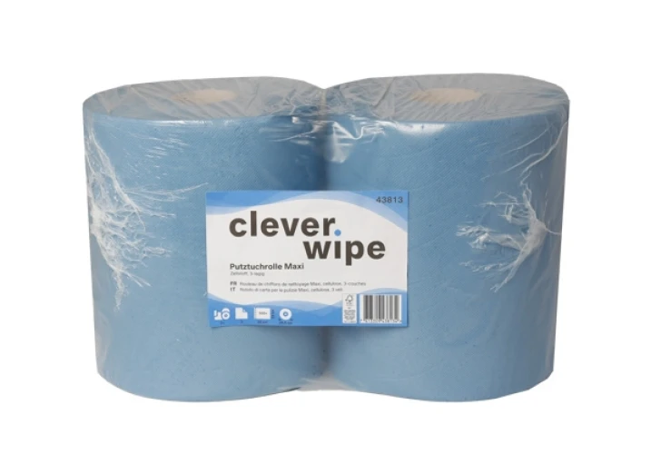 CLEVER WIPE Papier d'essuyage Maxi 3 couches, 2 rouleaux