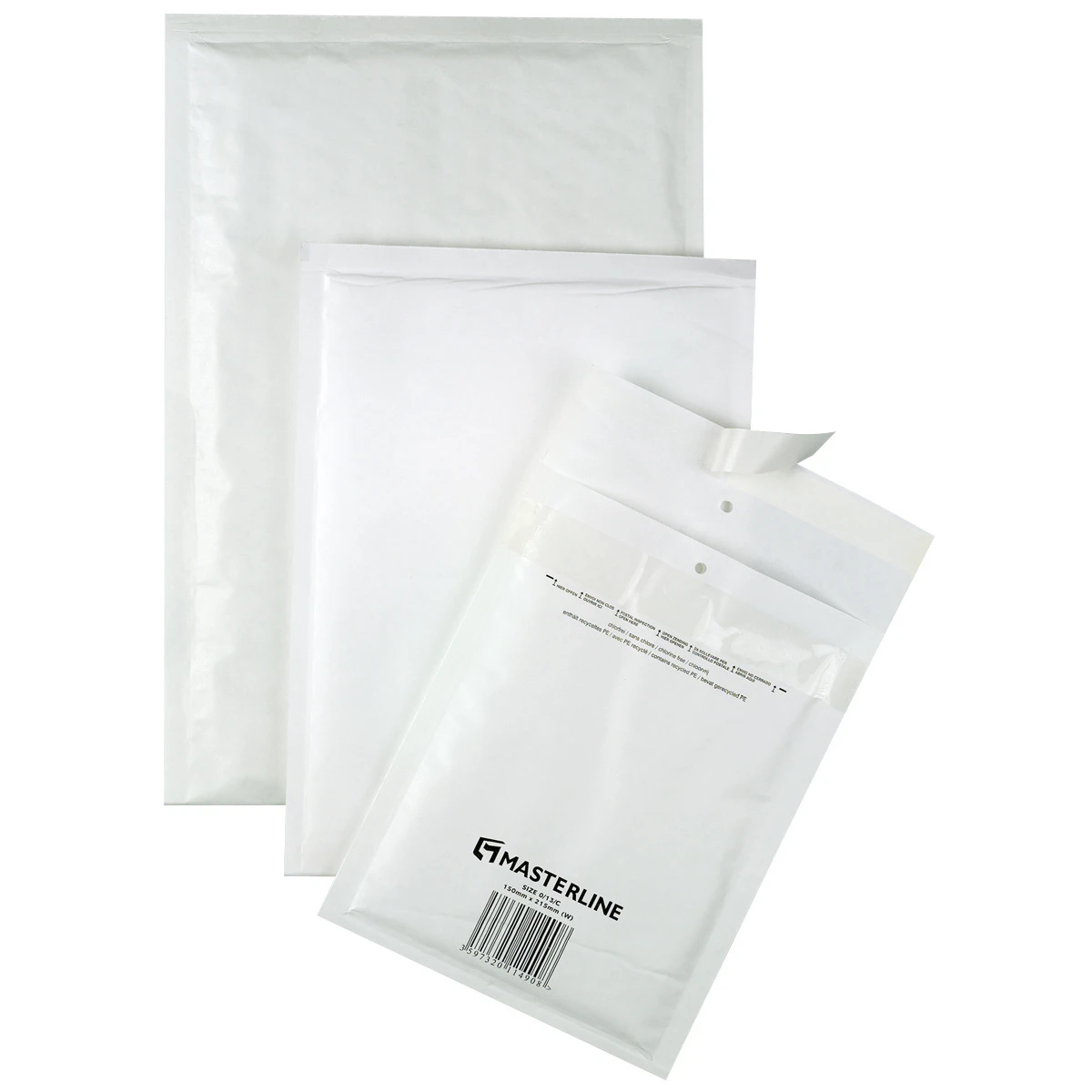 Pochettes d'expédition à bulles d'air blanches, 240 x 345 mm extérieur / 210 x 335 mm intérieur, paquet de 100 pièces
