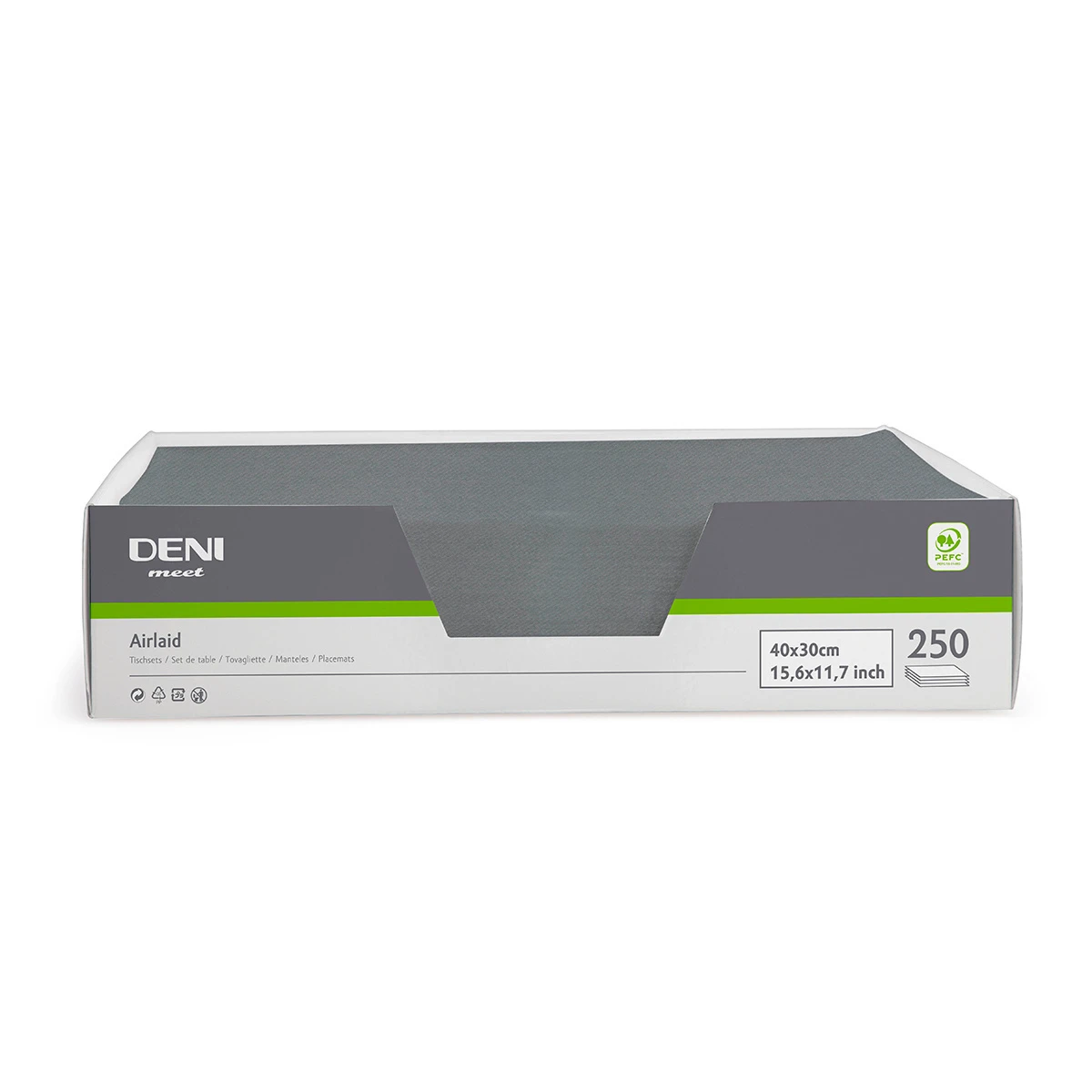 DENI meet Sets de table Airlaid, gris, 30x40cm