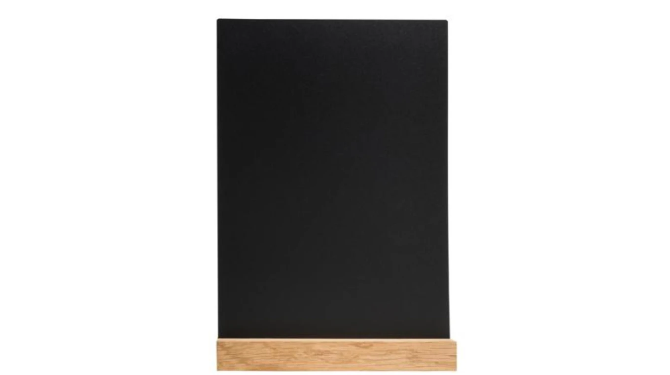 BIELLA Porte-menu en ardoise avec socle en bois