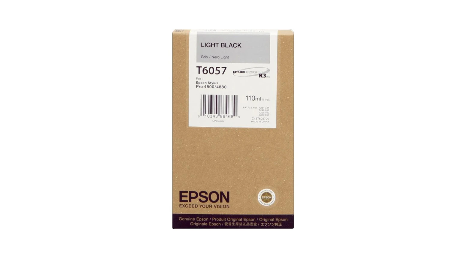 Epson Cartouche d'encre Ultra Chrome K3 noir light (C13T605700, T6057)