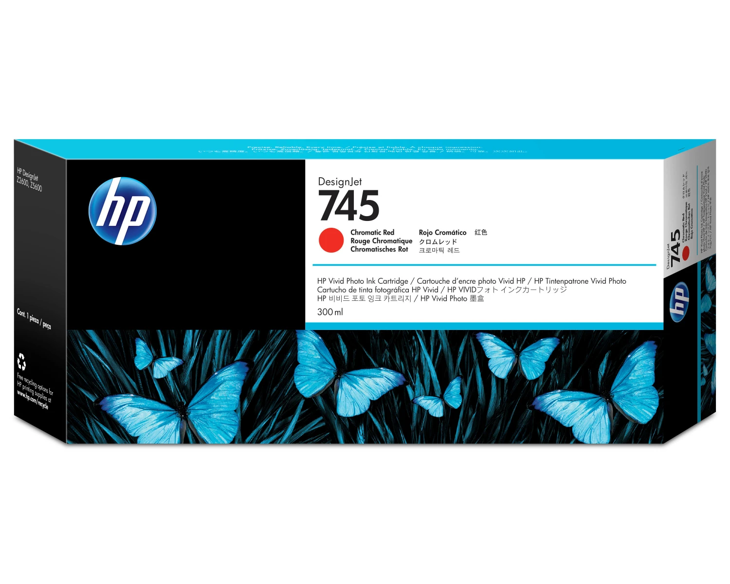 HP 745 Cartouche d'encre originale rouge chromatique 300ml F9K06A