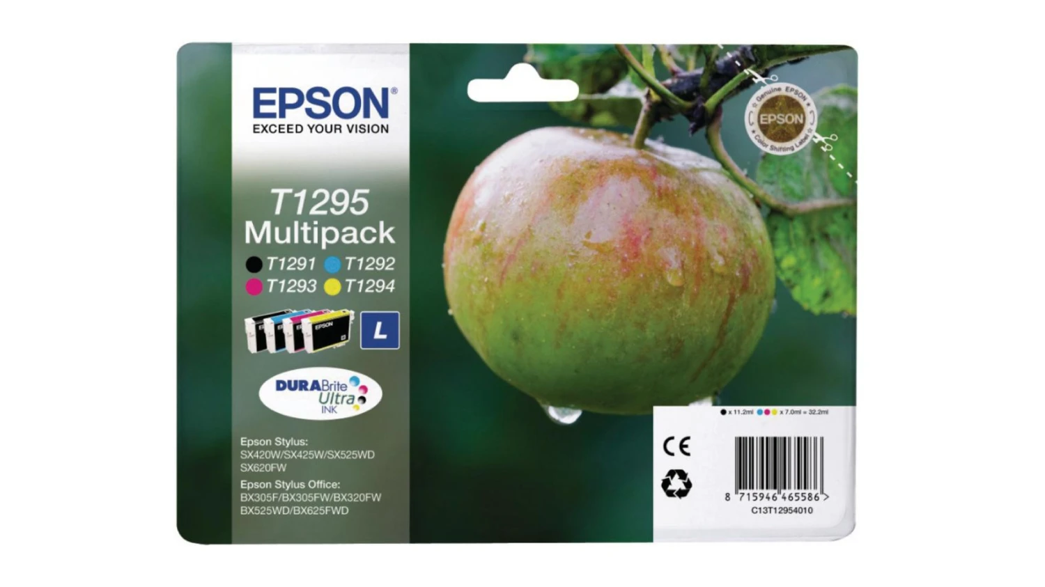 Epson Cartouche d'encre jaune cyan magenta noir haute-capacité (C13T12954010, T1295)