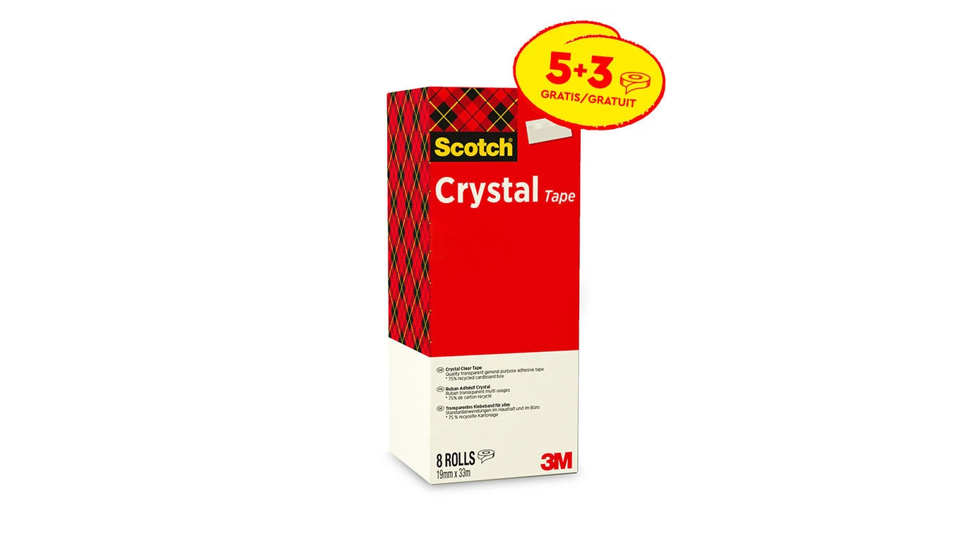 SCOTCH Ruban adhésif Crystal 19mm x 33m, 5 + 3 pcs.