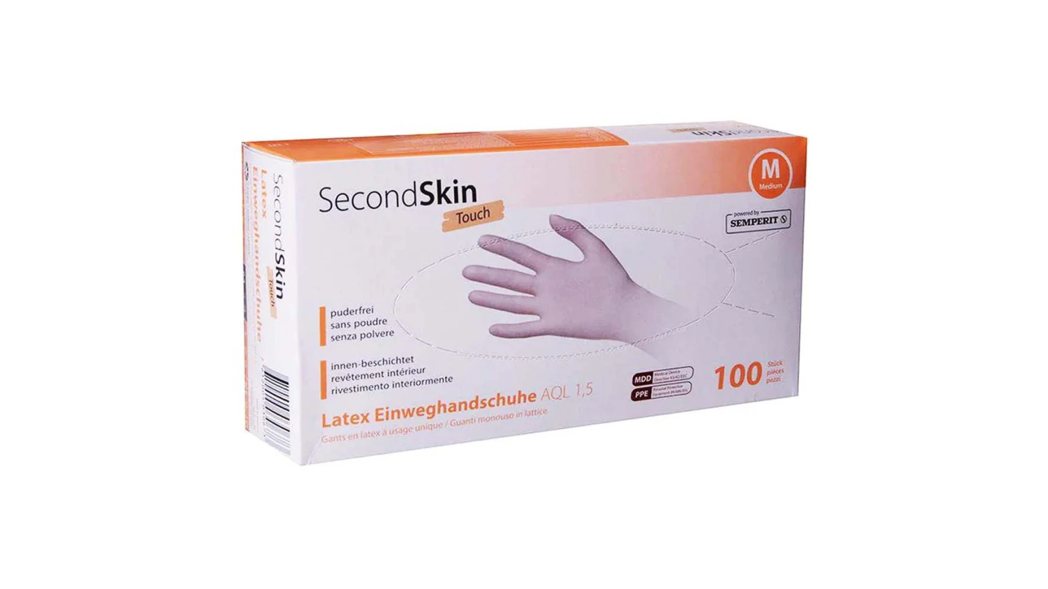 SECONDSKIN Gants en latex Touch taille M, 100 pièces