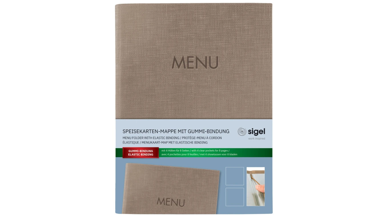 SIGEL Porte-menu - avec reliure élastique - pour 8 pages - avec reliure élastiqu
