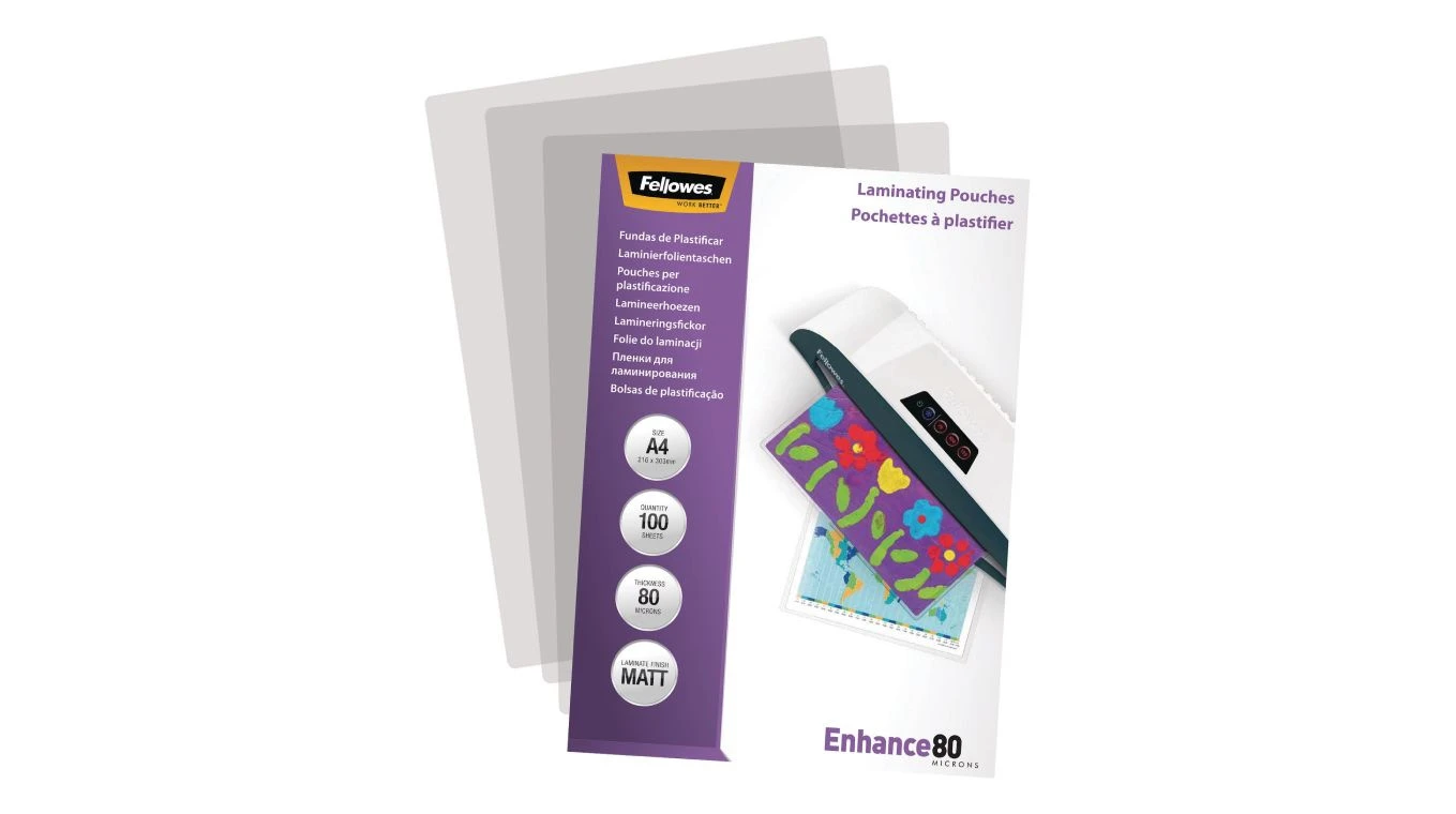 FELLOWES Pochettes à plastifier A4, mat, 80my, 100 pcs.
