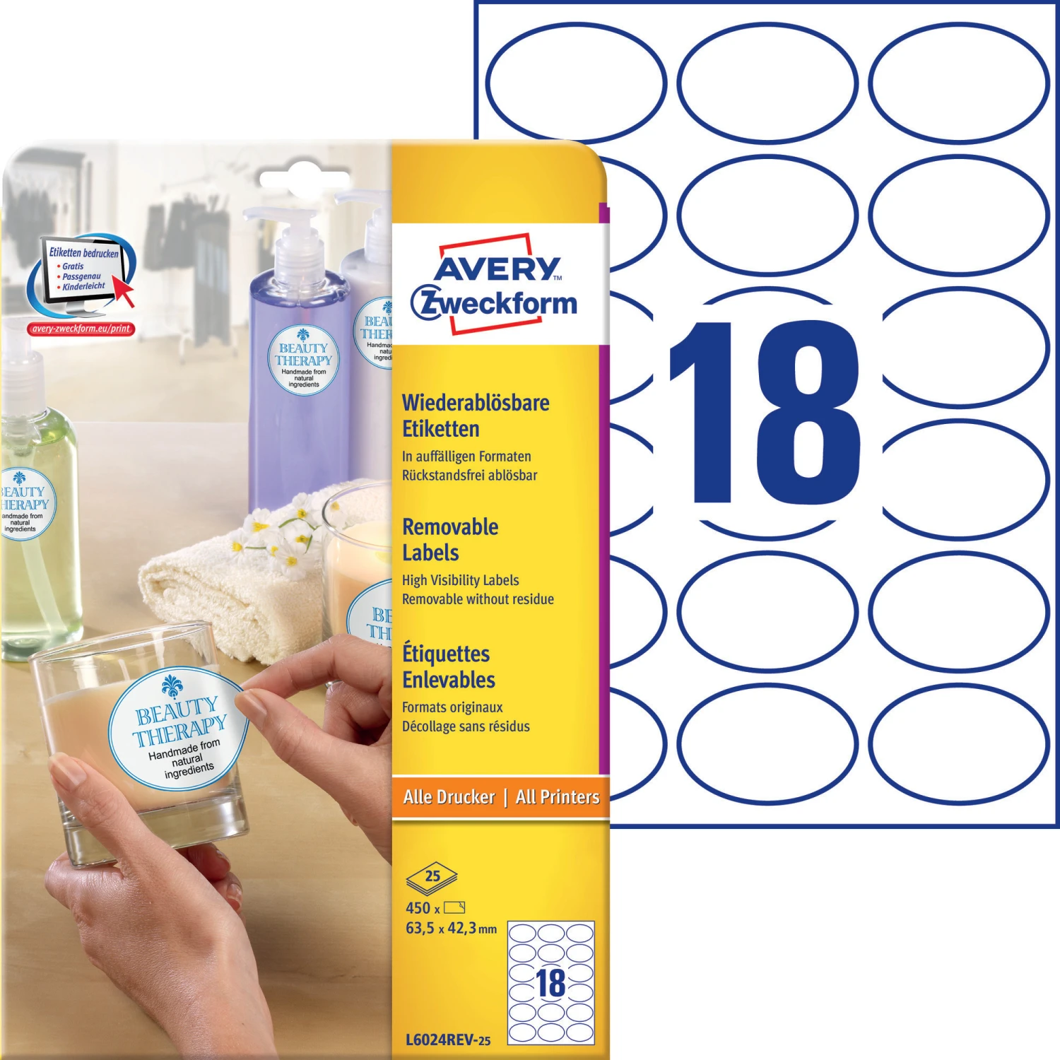 AVERY ZWECKFORM L6024REV-25 Étiquettes, 63.5 x 42.3 mm, 25 feuilles