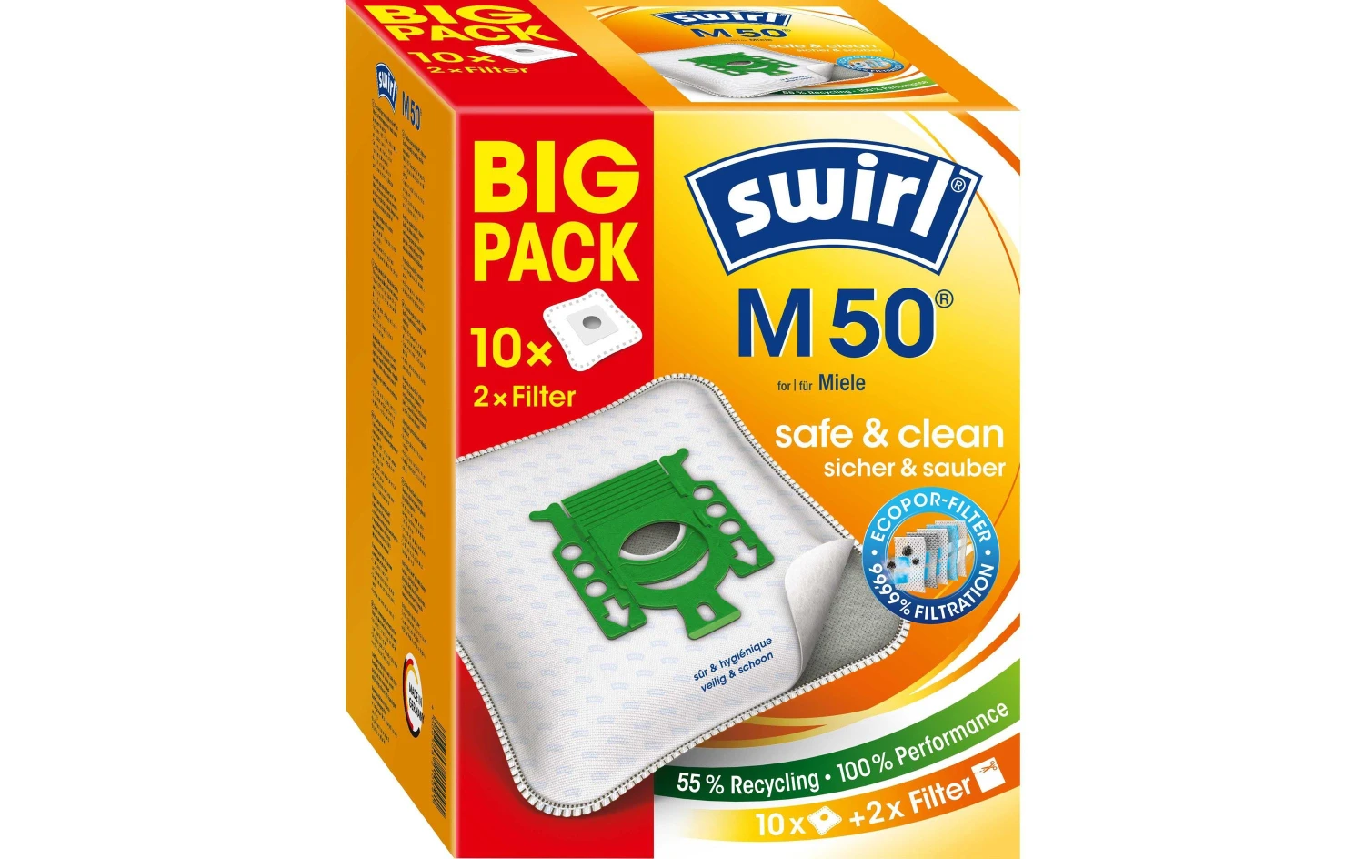 SWIRL Sac aspirateur M 50 EcoPor Big Pack 10 pièces