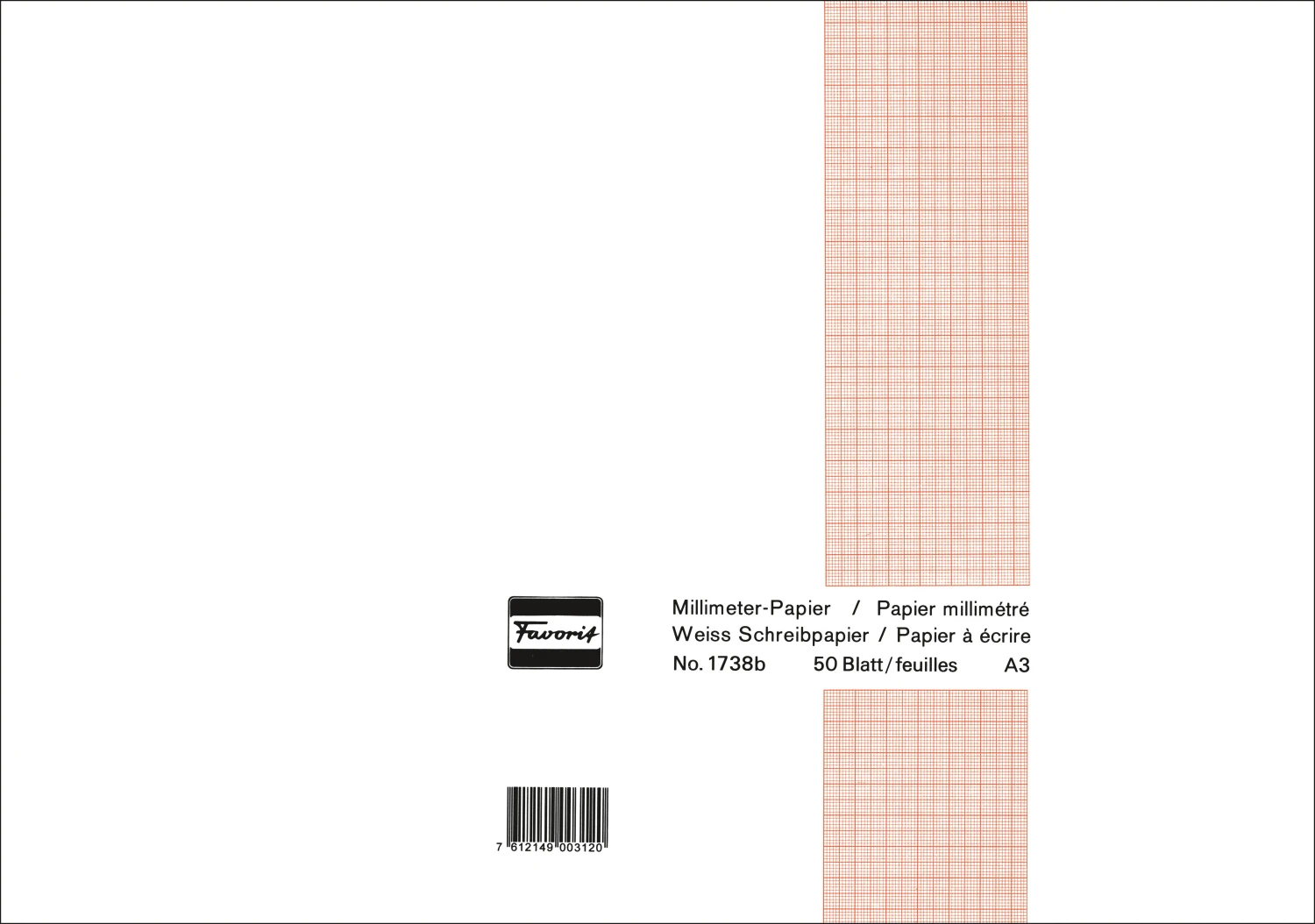 FAVORIT Bloc A3 80 g/m2 - 50 feuilles