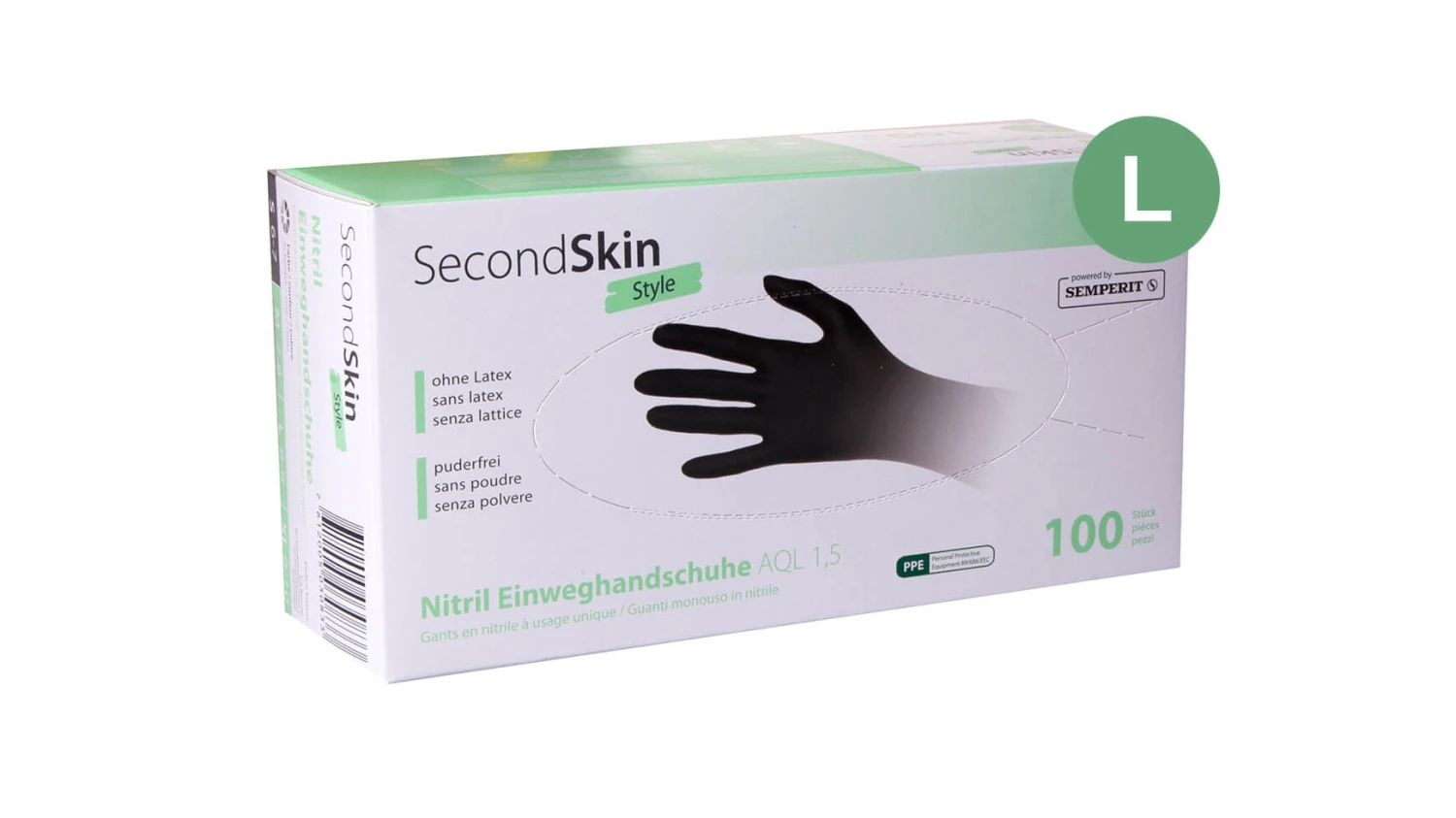SECONDSKIN Gants en nitrile Style taille L, 100 pièces