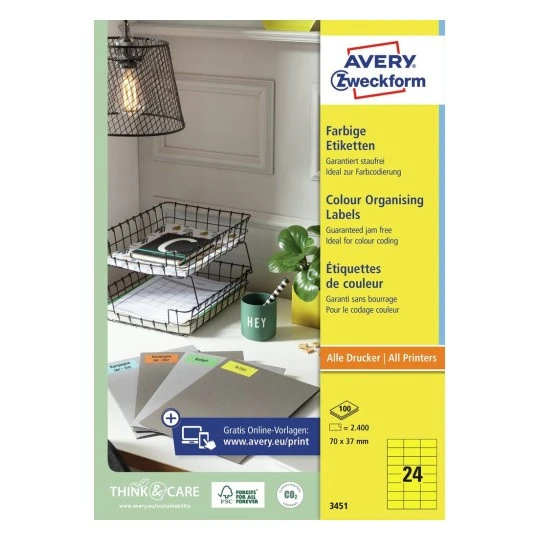 AVERY ZWECKFORM 3451 Étiquettes, 70 x 37 mm, 100 feuilles