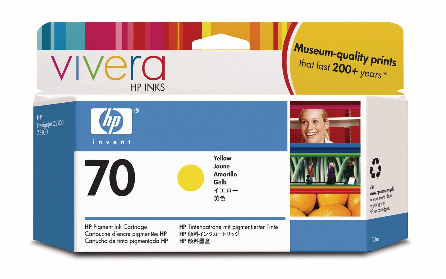 HP 70 Tintenpatrone gelb