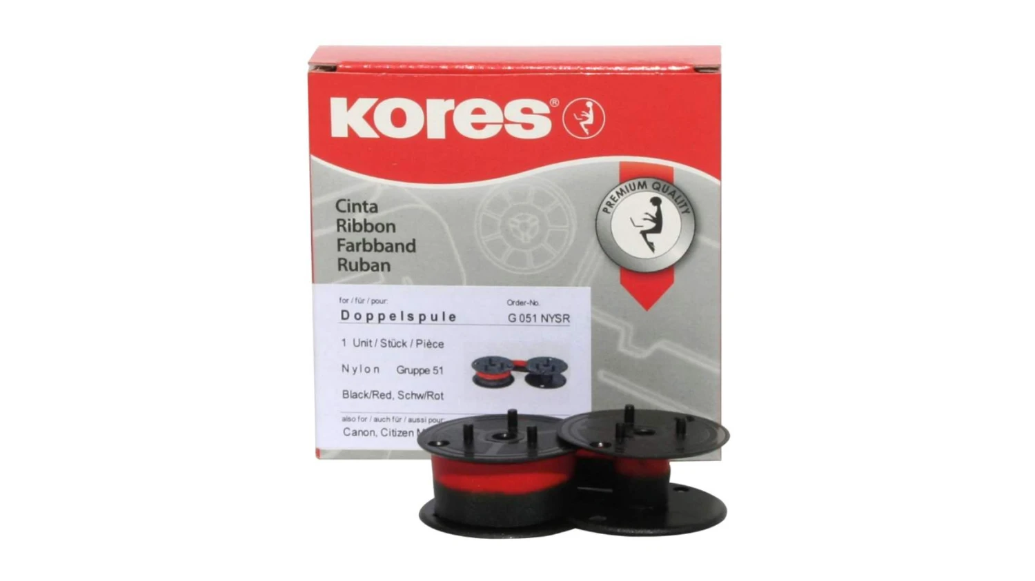 KORES G051NYSR Farbband Nylon schwarz/rot