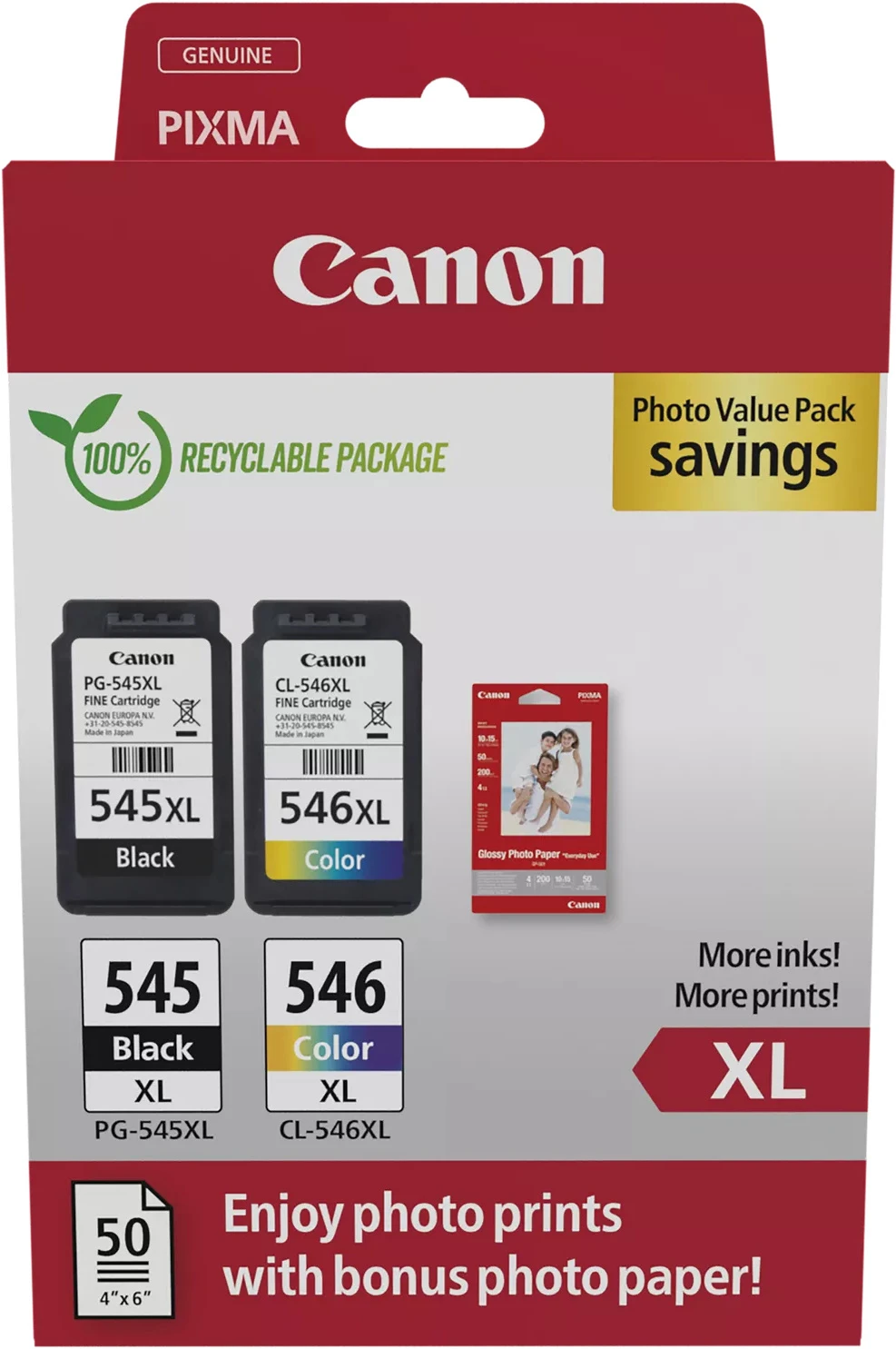CANON PG-545XL/CL-546XL Ink Cartridge, PHOTO, VALUE, BL 8286B011