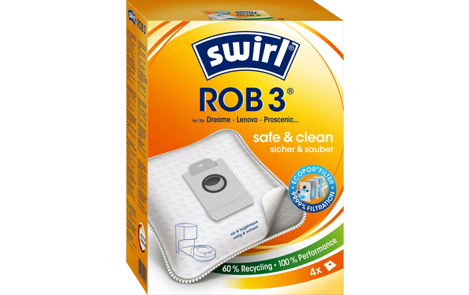 SWIRL Staubbeutel ROB 3 EcoPor 4 Stück