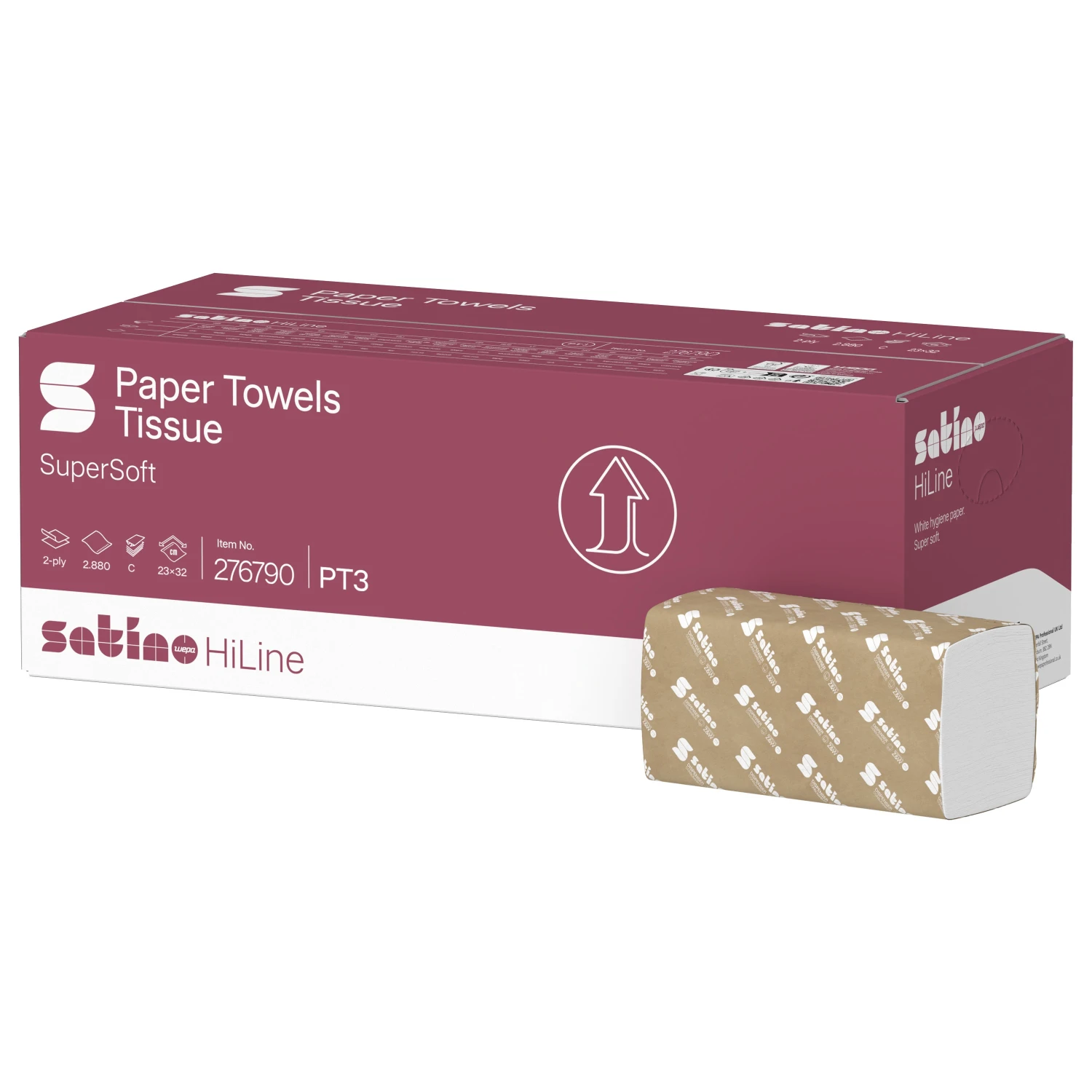 SATINO Essuie-mains en papier HiLine pliage C, 2 couches, extra-blanc