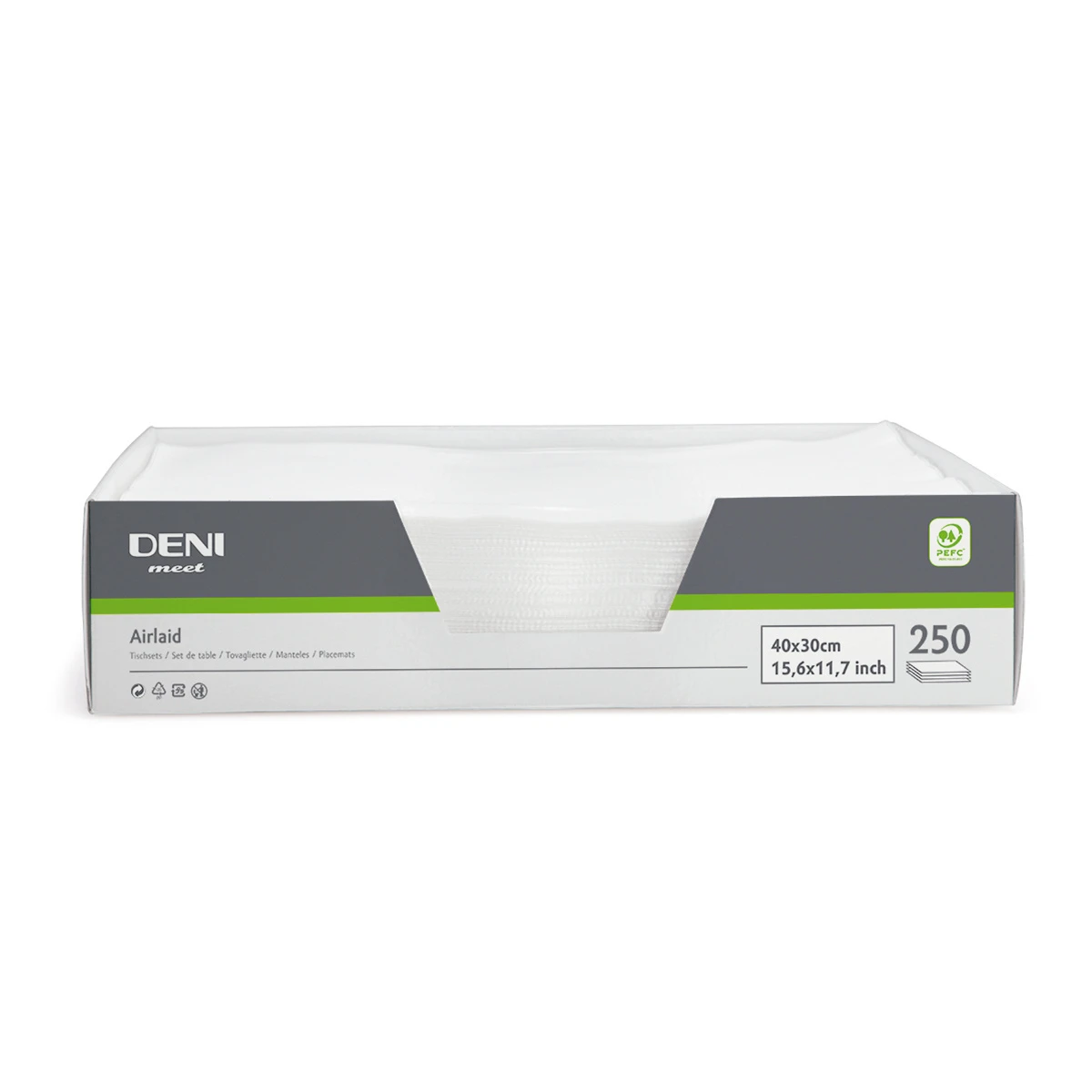 DENI meet Sets de table Airlaid, gris, 30x40cm