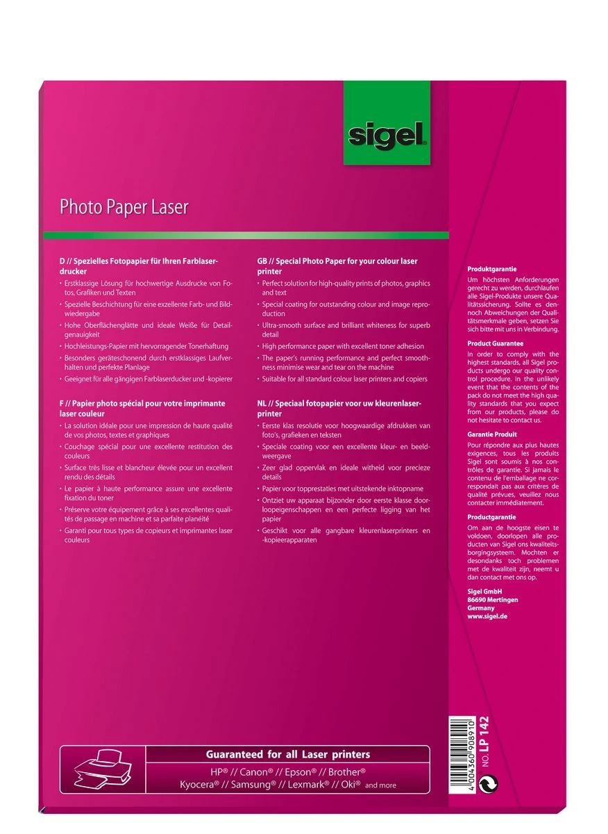 SIGEL Papier photo pour photocopieuses laser A4, 170g