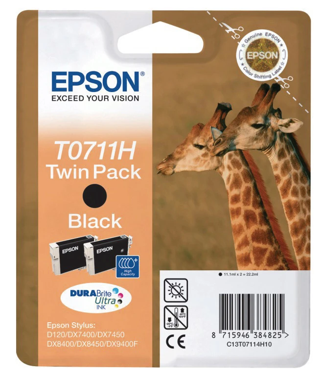 Epson Cartouche d'encre 2x noir (C13T07114H10, T0711H)