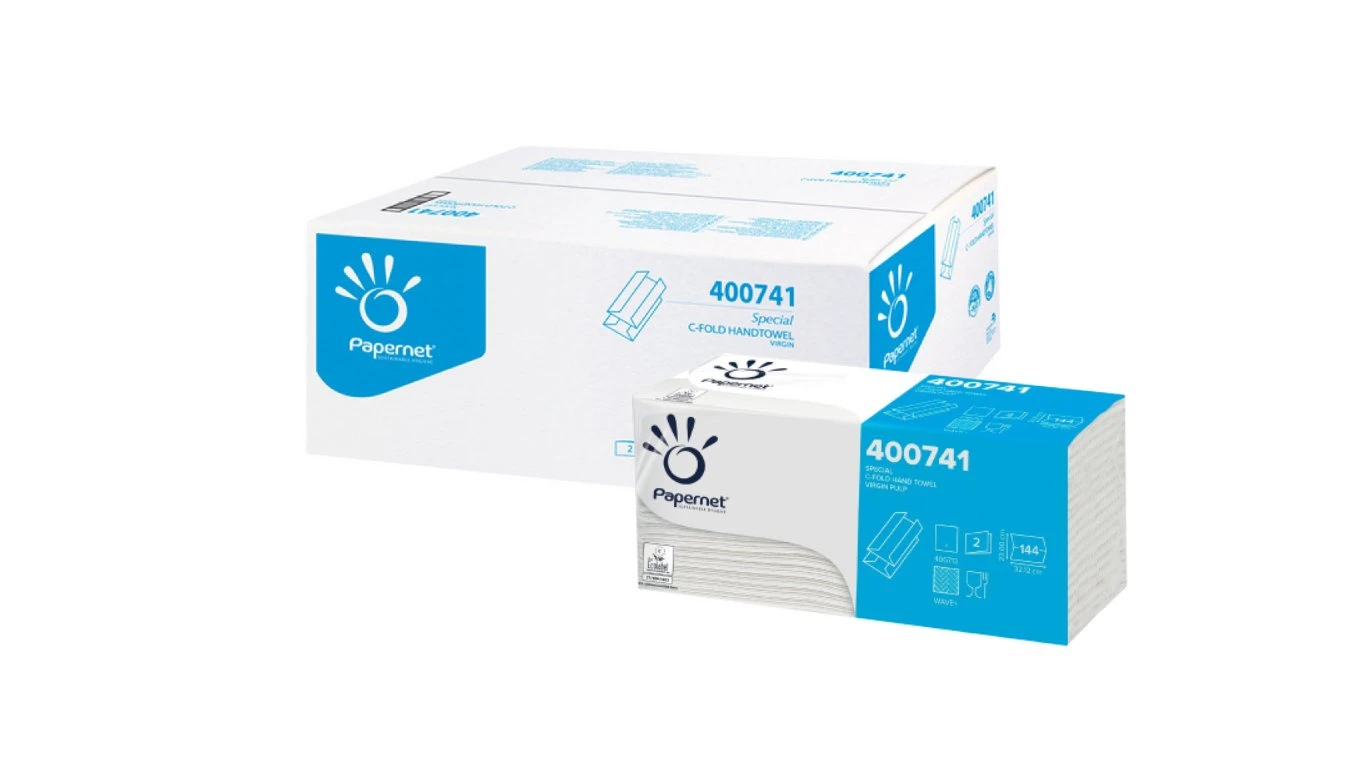 PAPERNET Essuie-mains en papier pliage C, 2 couches, blanc