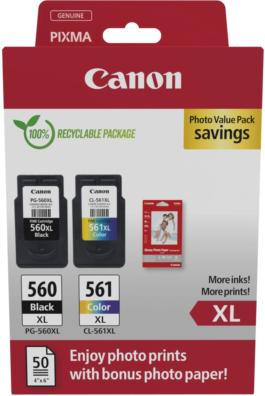 CANON CRG PG-560XL/CL-561XL Ink Cartridge, PHOTO, VALUE 3712C008