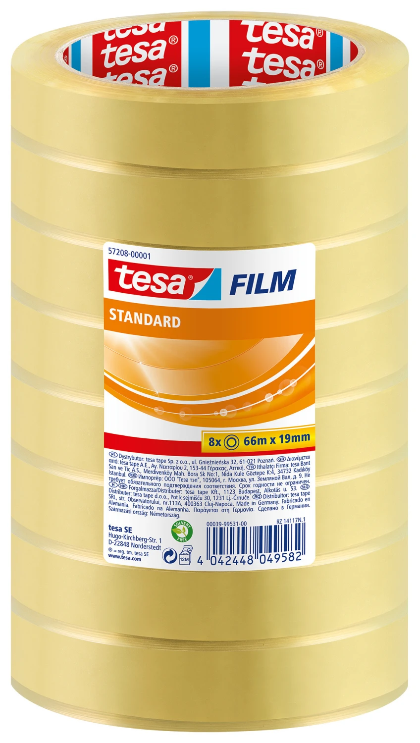 TESA Ruban adhésive Standard 66 m x19 mm (8x)
