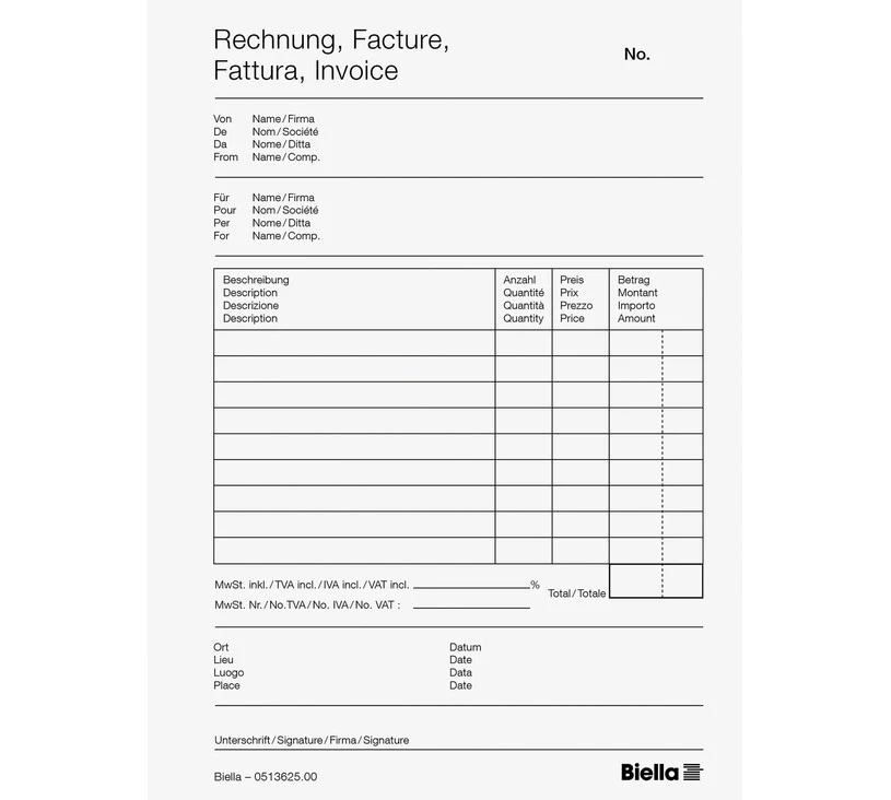 BIELLA Rechnungen Copy-Bloc A6, 50 Blatt