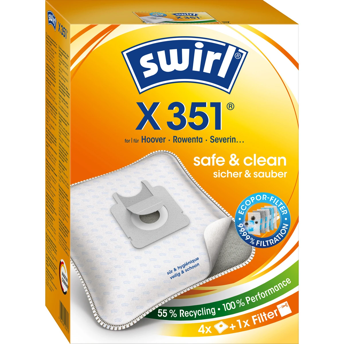 SWIRL Sac aspirateur X 351 EcoPor 4 pièces