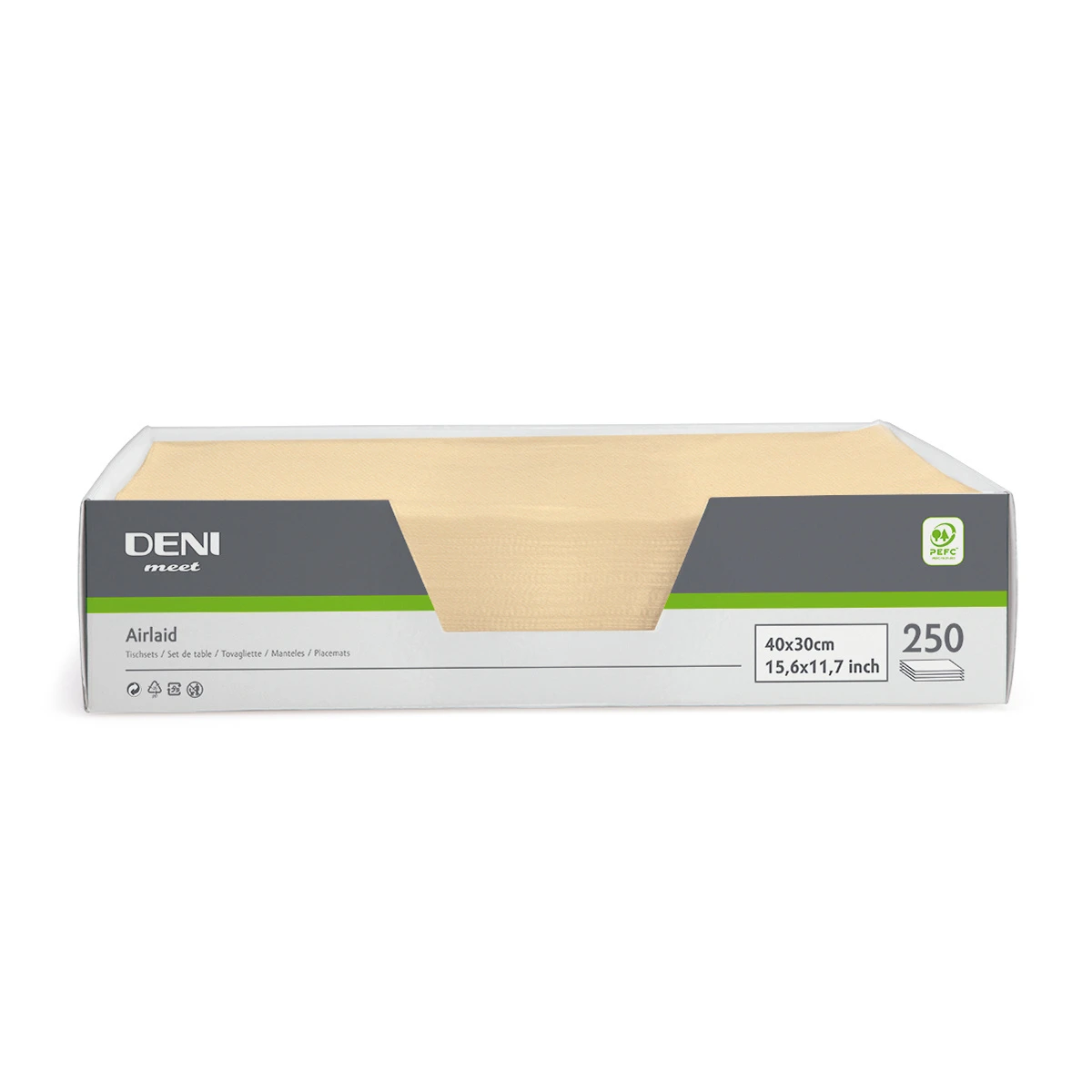 DENI meet Sets de table Airlaid, gris, 30x40cm