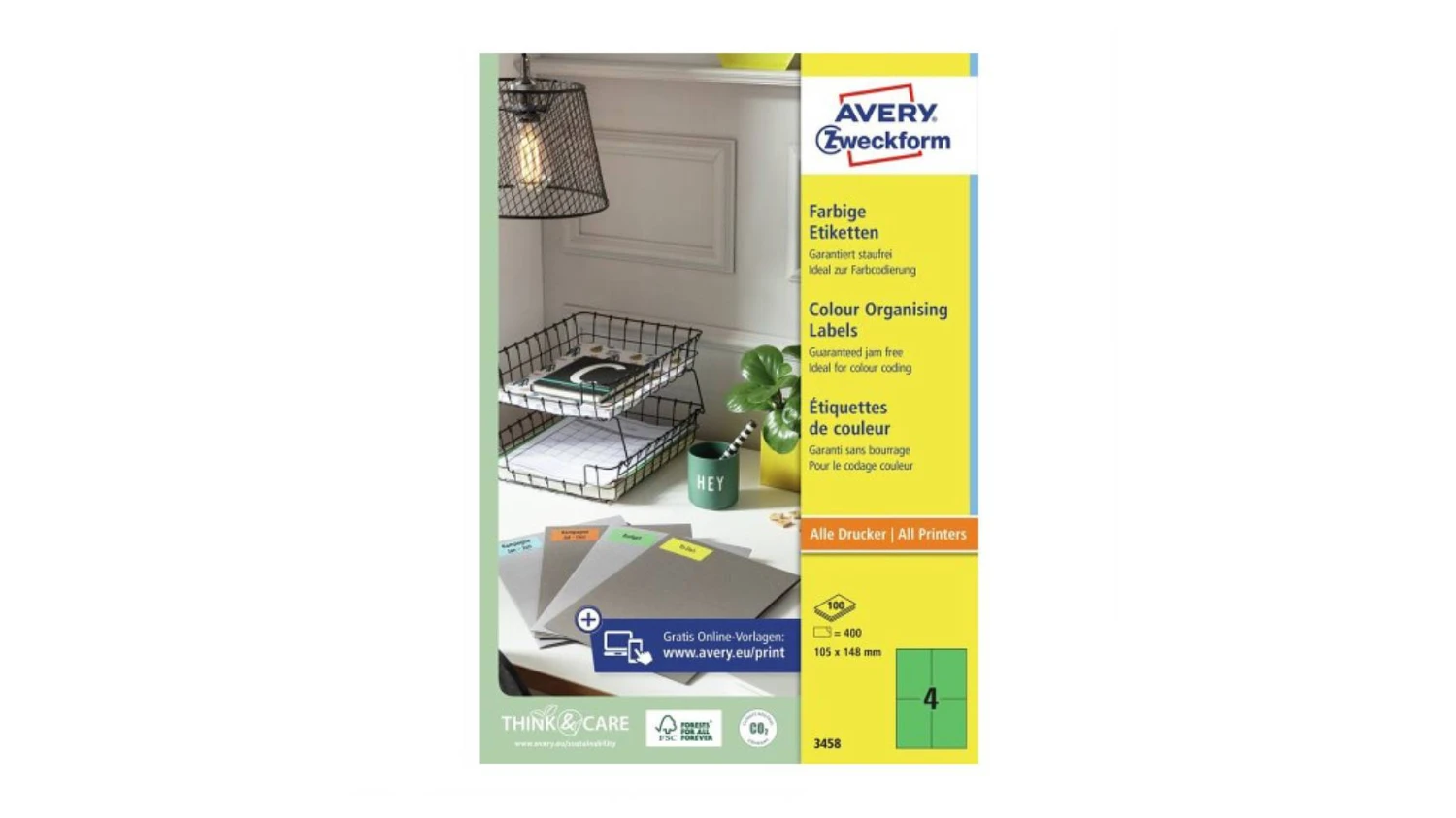 AVERY ZWECKFORM 3458 Étiquettes 105 x 148 mm, 100 feuilles