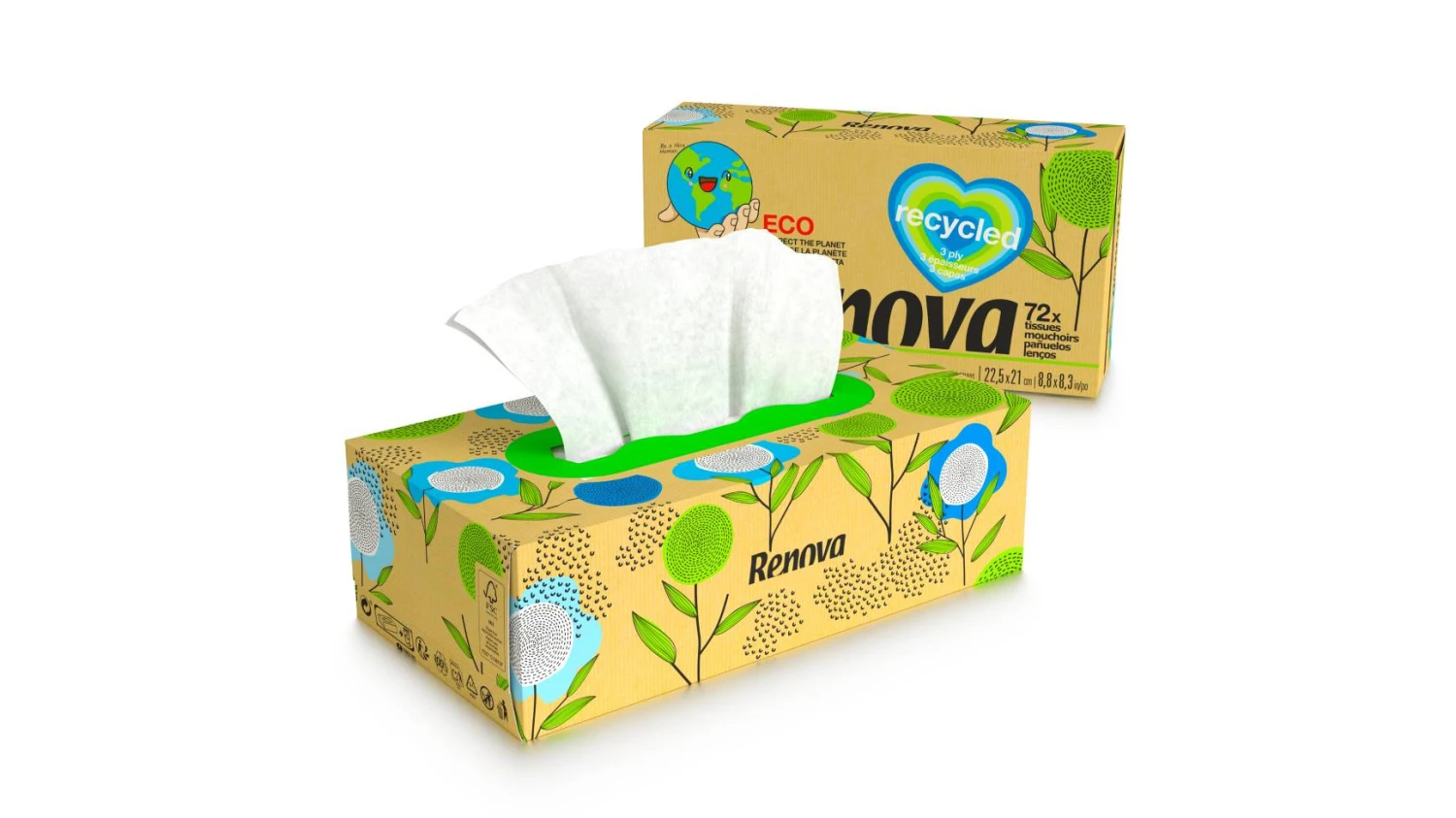 RENOVA Kosmetiktücher Eco Recycled 3-lagig, 1 Stück