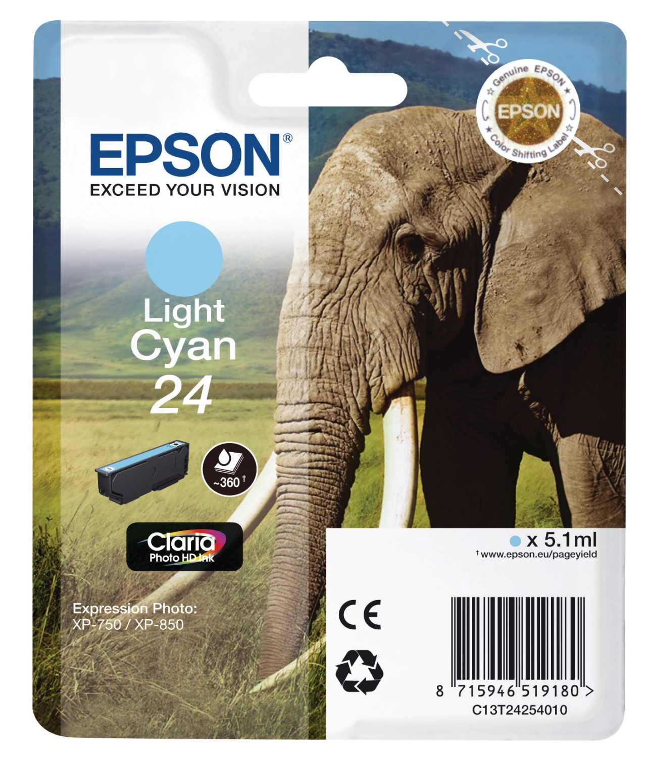 Epson Cartouche d'encre cyan light (C13T24254010, T2425)
