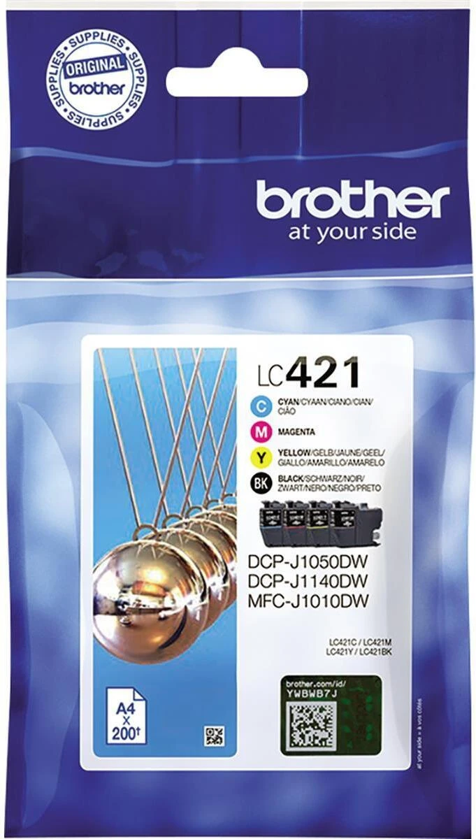 BROTHER 4-pack of Black Cyan Magenta and Yellow 200-page LC421VAL