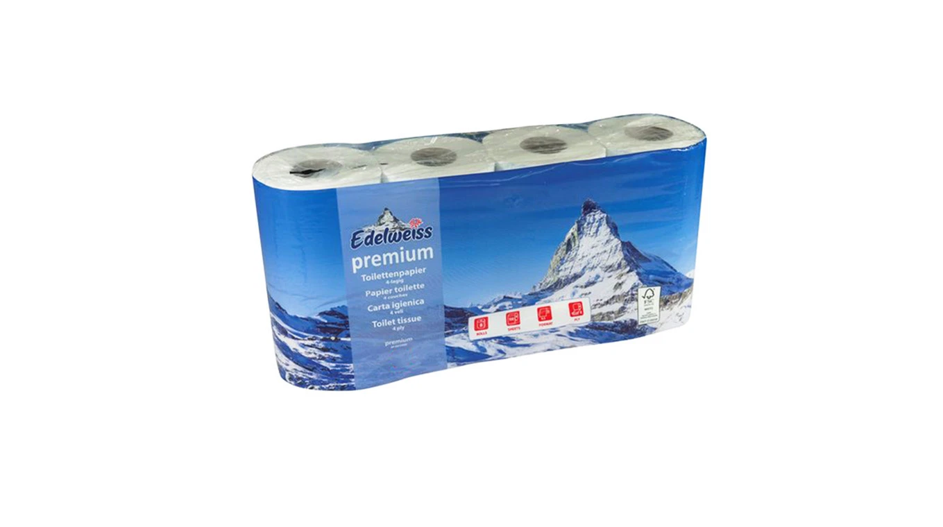 EDELWEISS Papier toilette Premium 4 couches, 8 rouleaux