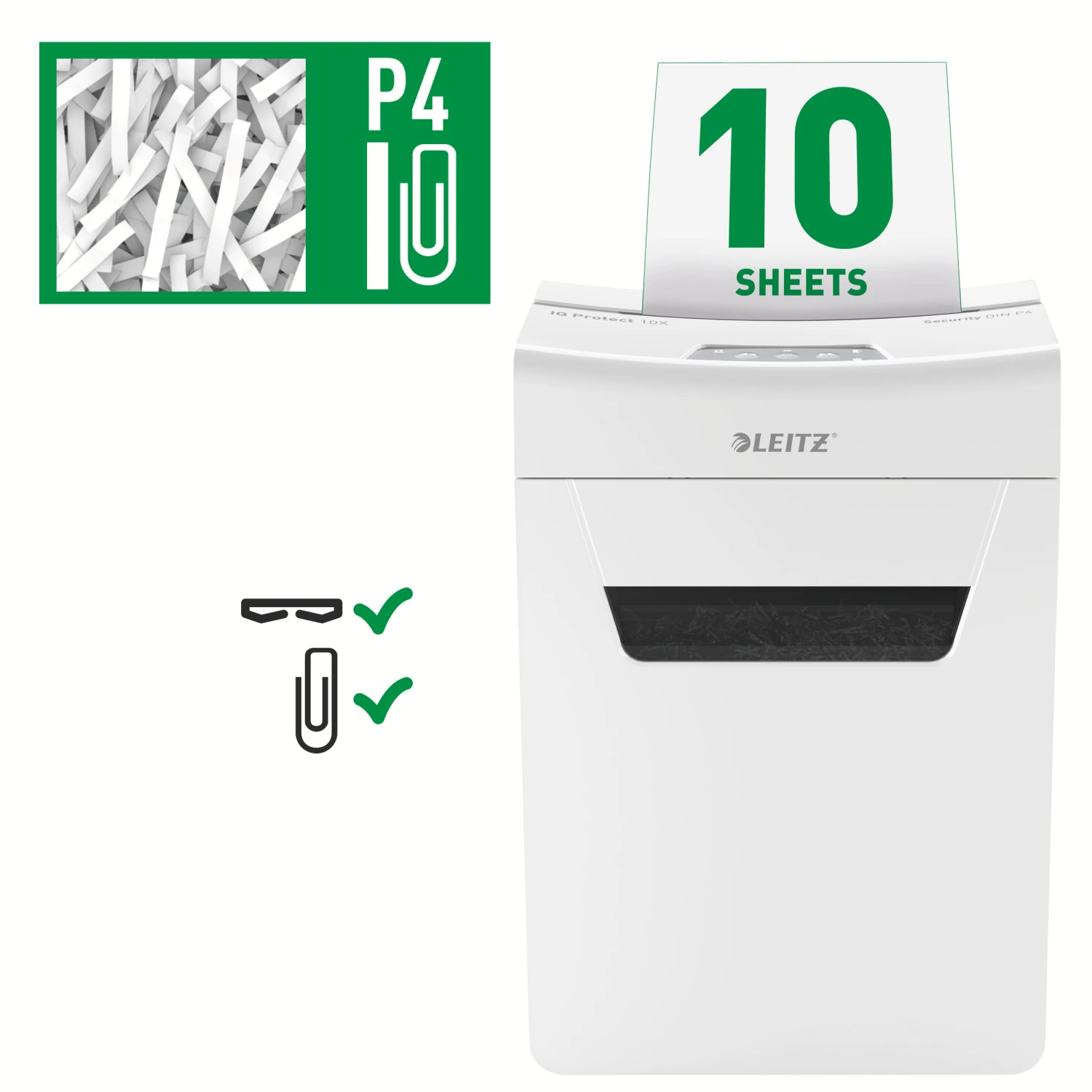 LEITZ Aktenvernichter IQ Protect 10X, P-4, 18lt