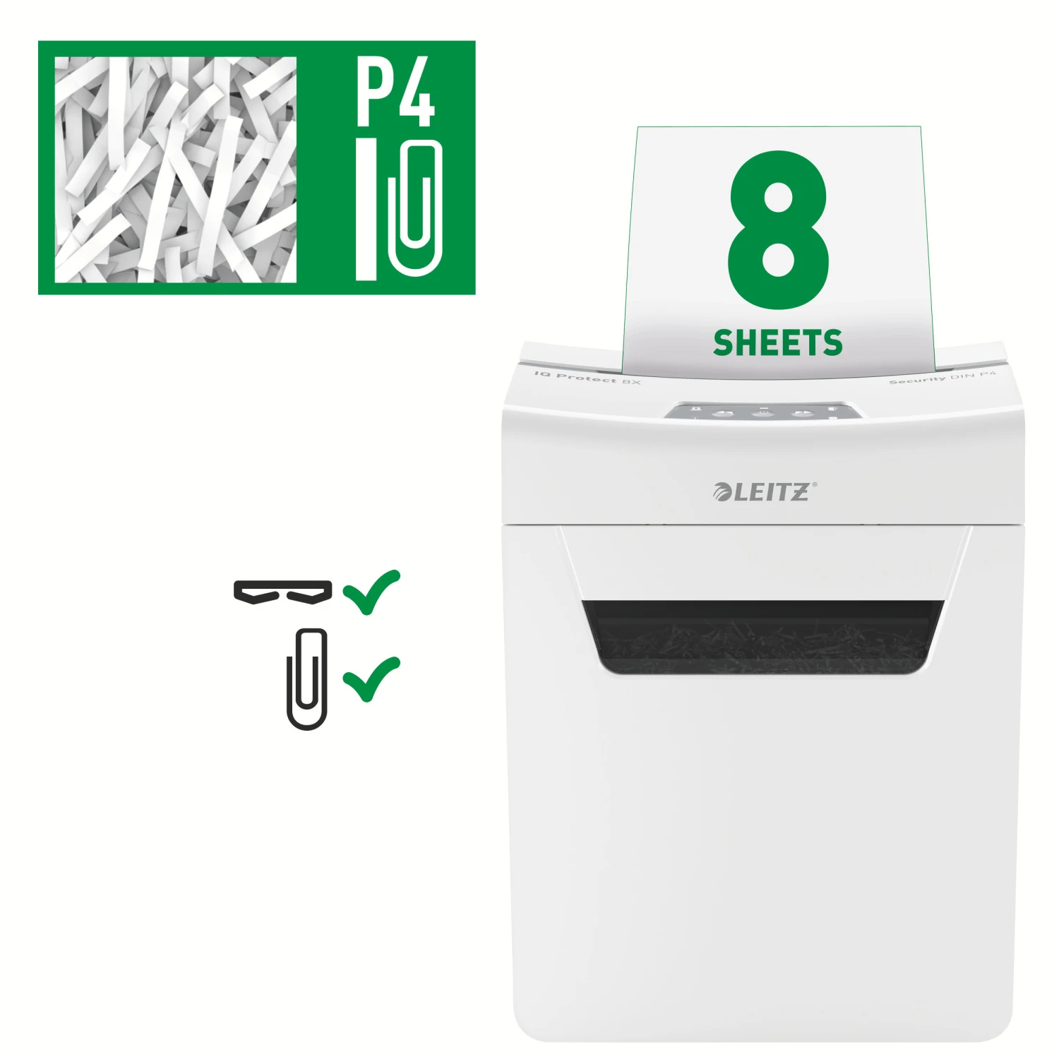 LEITZ Destructeur documents IQ Protect 8X, P-4, 14lt
