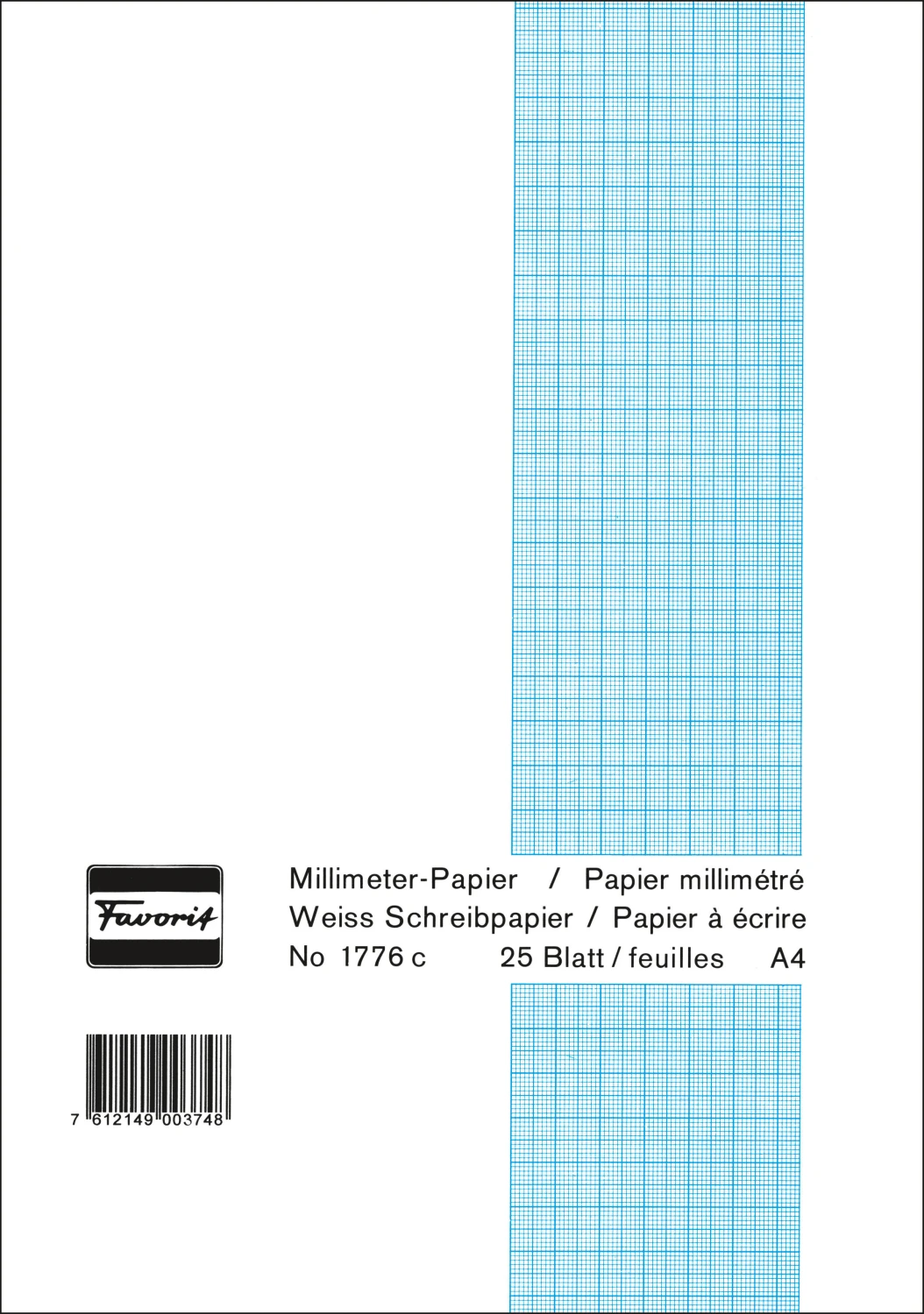 FAVORIT Vloc A4 quadrillé 80 g/m2 - 25 feuilles