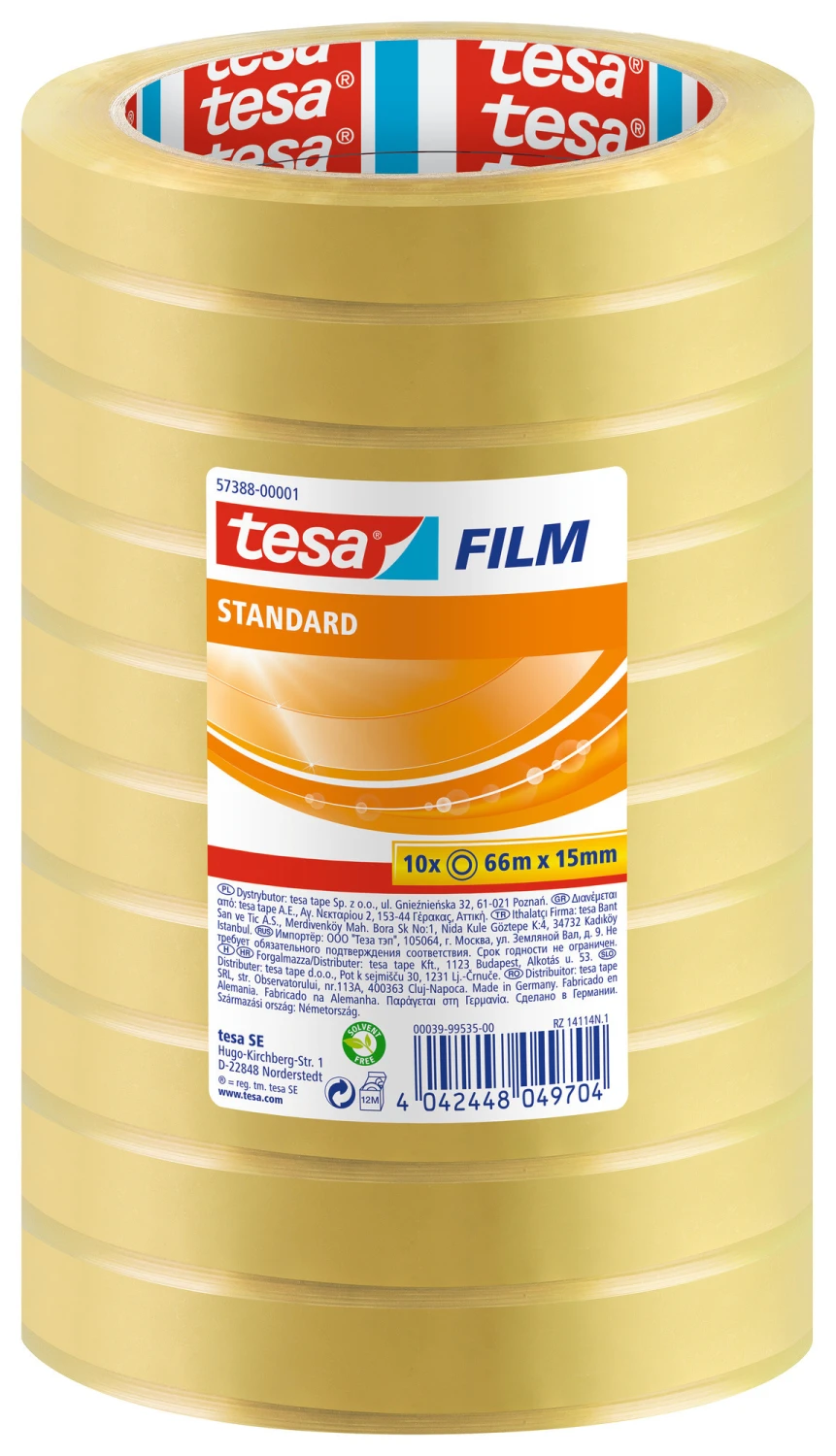 TESA Ruban adhésive Standard 66 m x 15 mm (10x)