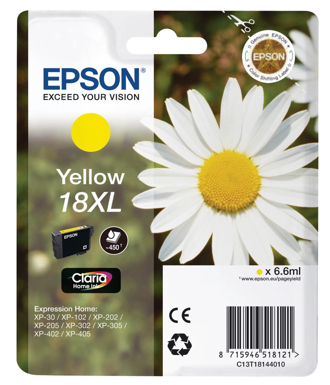Epson Cartouche d'encre jaune haute-capacité (C13T18144010, T1814)