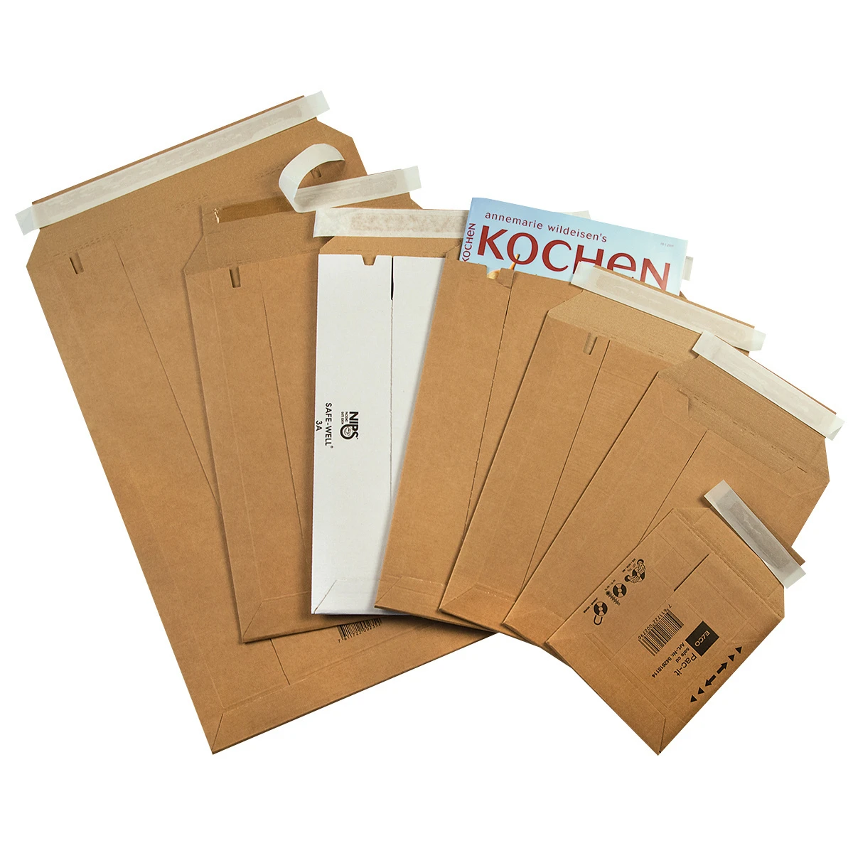 ELCO Pochettes d'expédition safe pour p. ex. A3/C3, poids 158 g, avec bande d'arrachage, 352 x 516 mm, brun, paquet de 25 pcs.