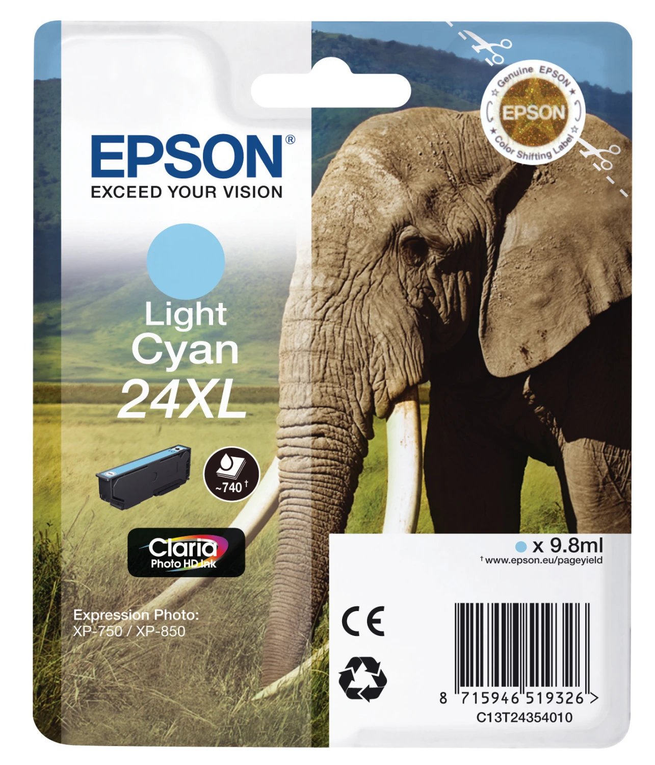 Epson Cartouche d'encre cyan light haute-capacité (C13T24354010, T2435)