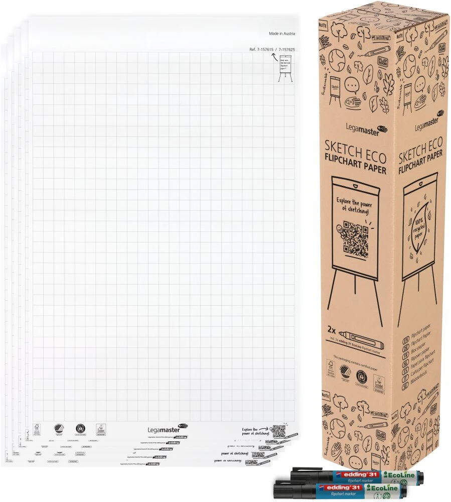 aLegamaster SKETCH ECO, bloc de papier quadrillé (à carreaux), 5 blocs