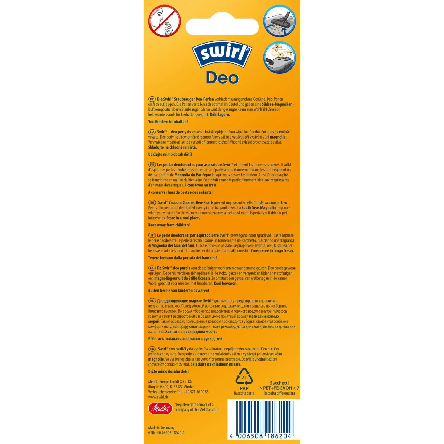 SWIRL Perles désodorisantes pour aspirateur