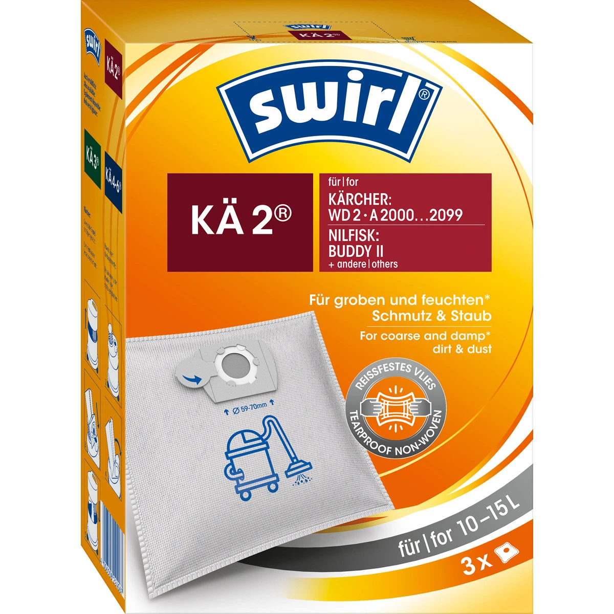 SWIRL Sac aspirateur KA 2.0 non-tissé indéchirable 3 pièces