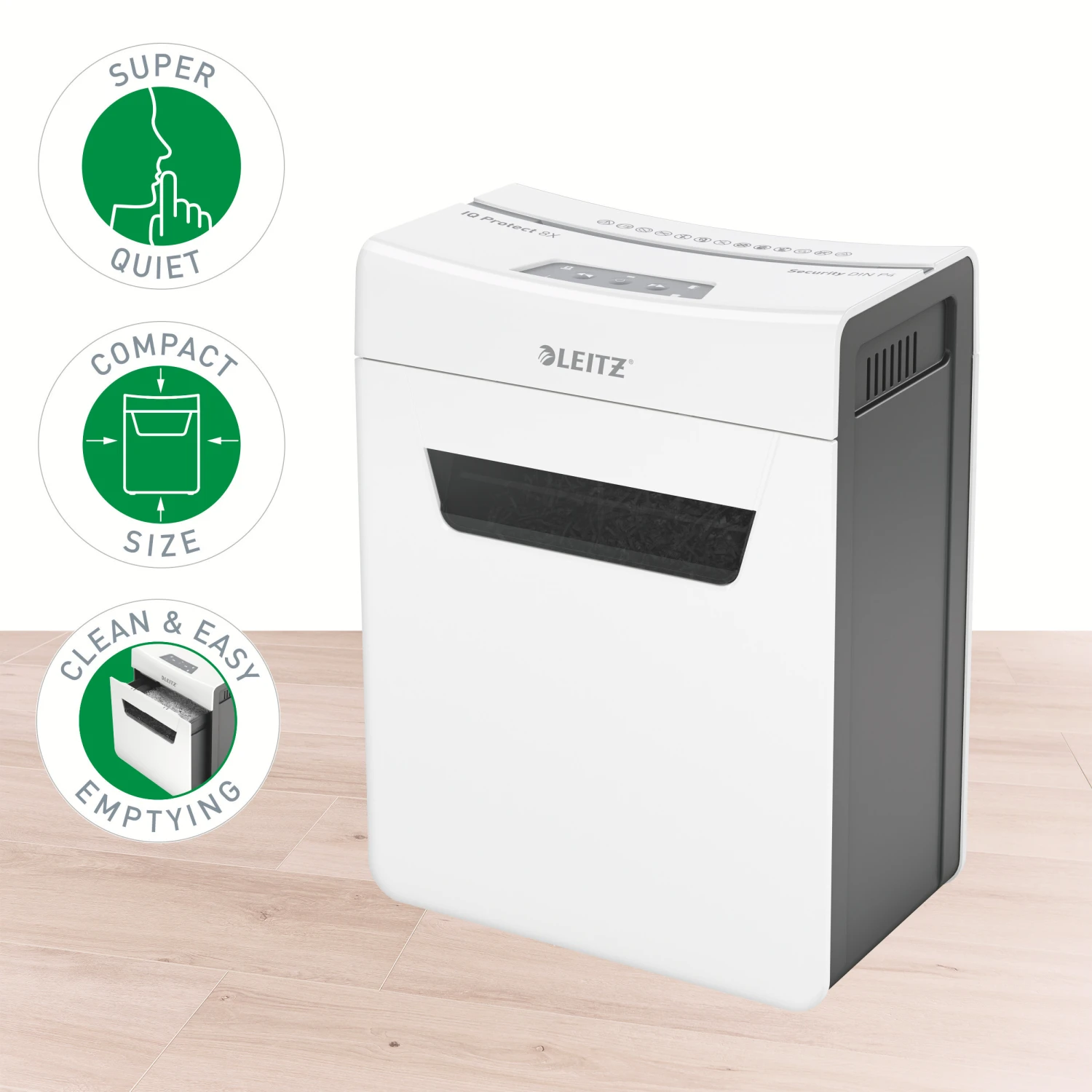 LEITZ Destructeur documents IQ Protect 8X, P-4, 14lt
