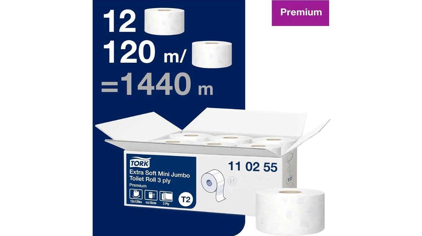 TORK Papier toilette Premium Jumbo Mini 3 couches, 12 rouleaux