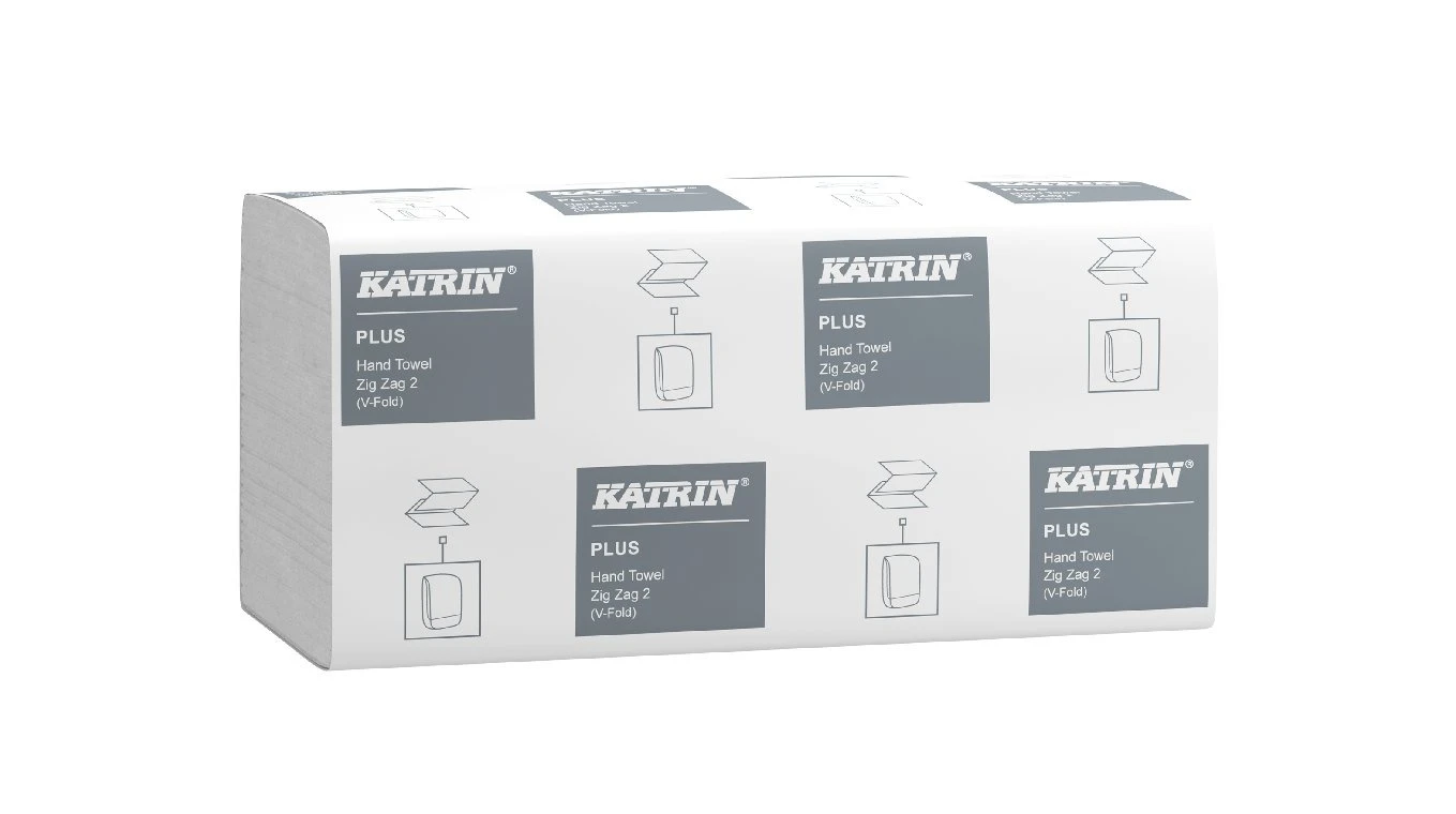 KATRIN Essuie-mains en papier Plus pliage V, 2 couches, blanc