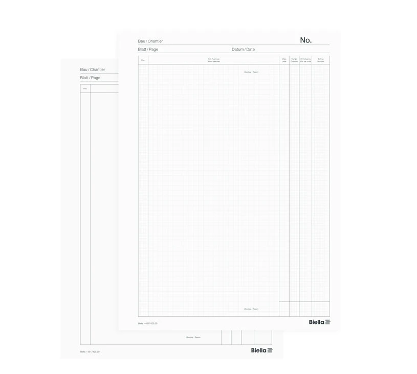 BIELLA Devis Ausmassbuch-Buch Copy-Bloc A4, 50 Blatt