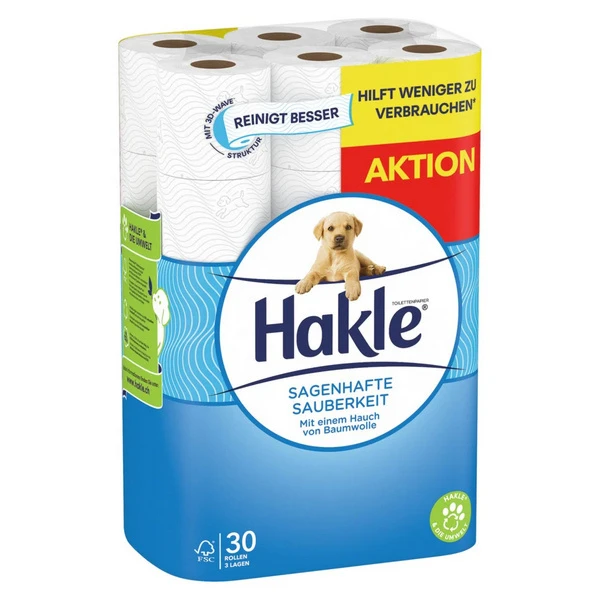 HAKLE Papier toilette Propreté Classique 3 couches, 30 rouleaux